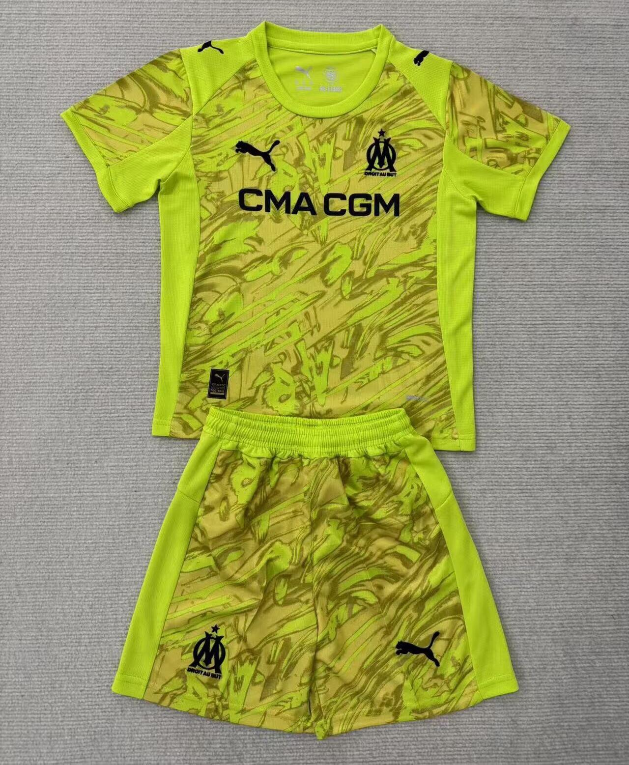 Kids-Marseilles 25/26 GK Yellow Soccer Jersey